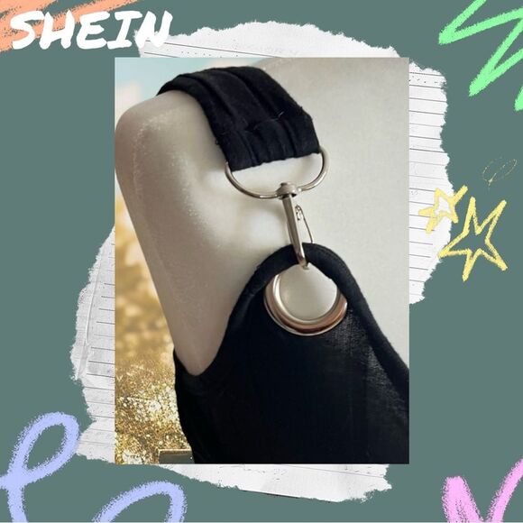 💝 Preowned Shein Black Crop Top Tank Top Shirt - Extra Small - Picture 5 of 7